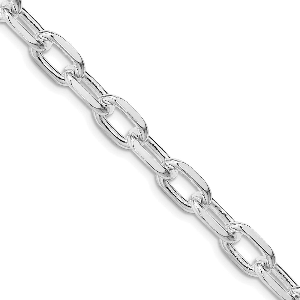 Sterling Silver Rhodium-plated 7.5mm Diamond-cut Long Link Cable Chain - 5