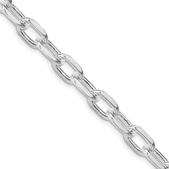 Sterling Silver Rhodium-plated 7.5mm Diamond-cut Long Link Cable Chain - 5