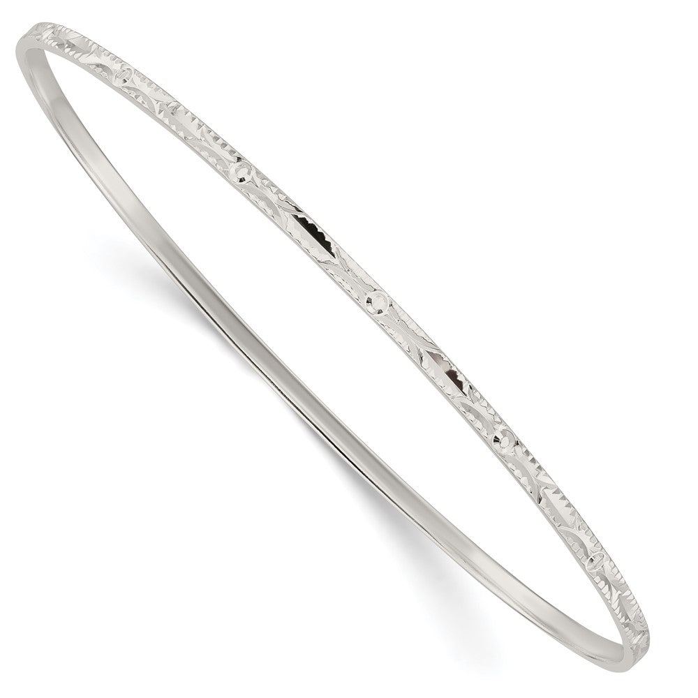 Sterling Silver Diamond Cut Slip-on Bangle - 2