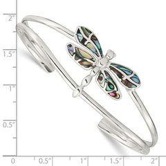 Sterling Silver Abalone Dragonfly Bangle Bracelet