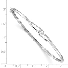 Sterling Silver Rhodium-plated CZ Hinged Bangle - 2