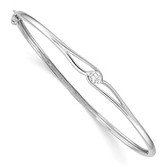 Sterling Silver Rhodium-plated CZ Hinged Bangle - 2