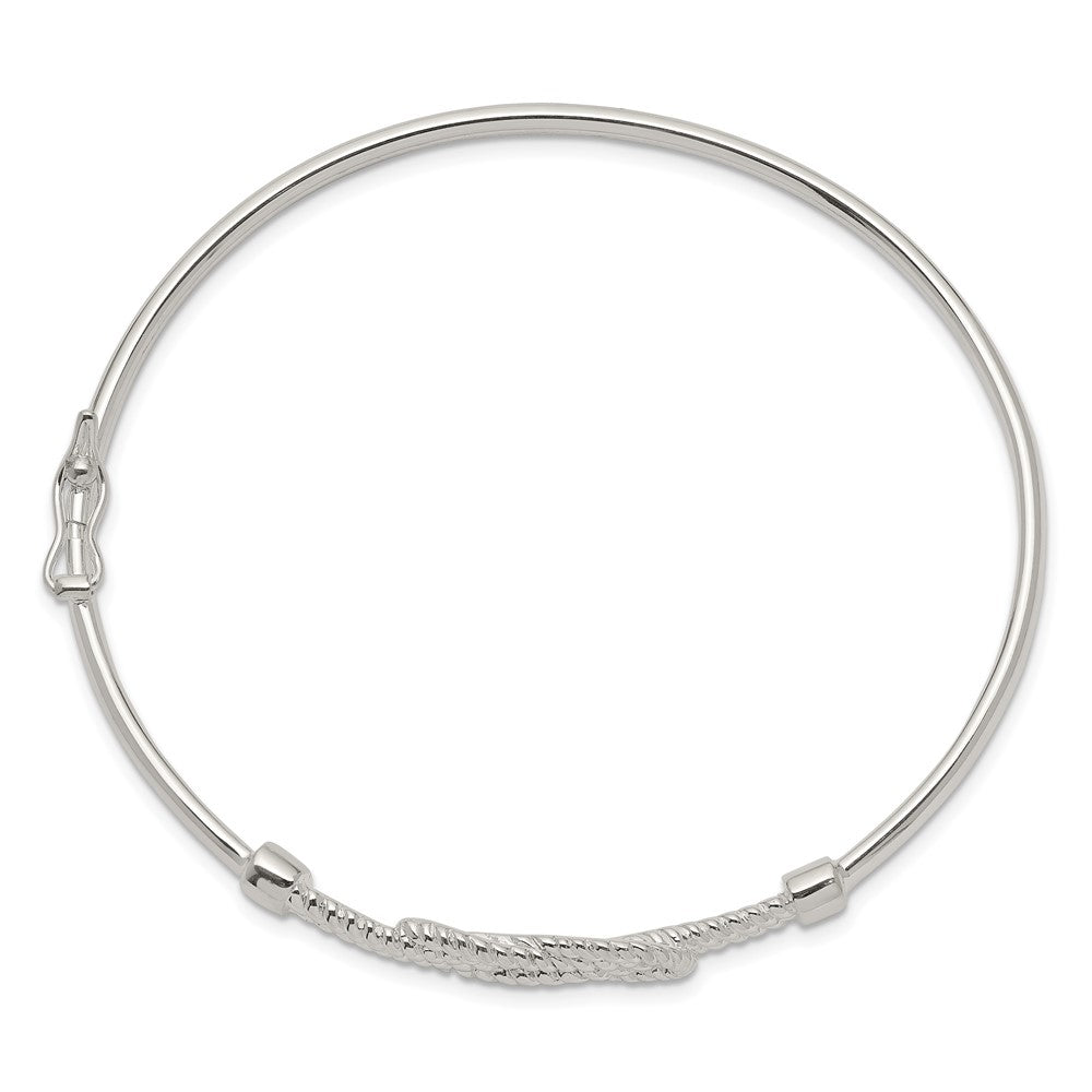 Sterling Silver Textured Love Flexible Knot Bangle