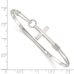Sterling Silver Polished Cross Bangle - 2
