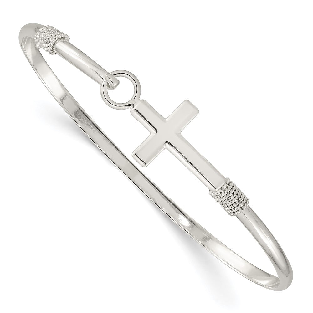Sterling Silver Polished Cross Bangle - 2