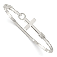 Sterling Silver Polished Cross Bangle - 2