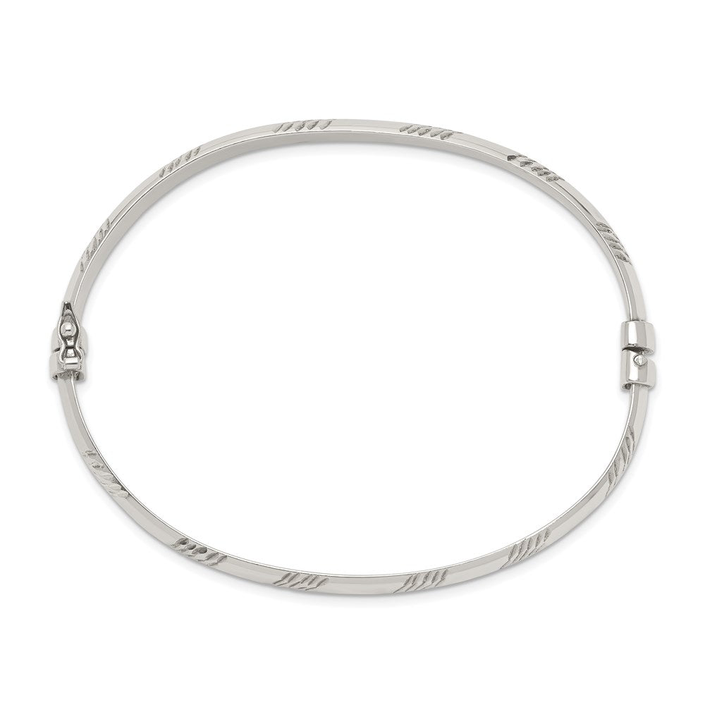 Sterling Silver D/C 6mm Bangle and 4mm Hoop Earring Set - 2