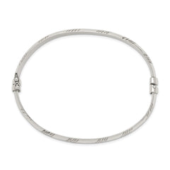 Sterling Silver D/C 6mm Bangle and 4mm Hoop Earring Set - 2