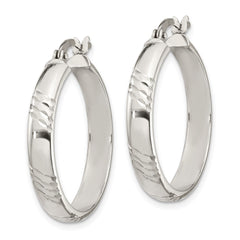 Sterling Silver D/C 6mm Bangle and 4mm Hoop Earring Set - 2