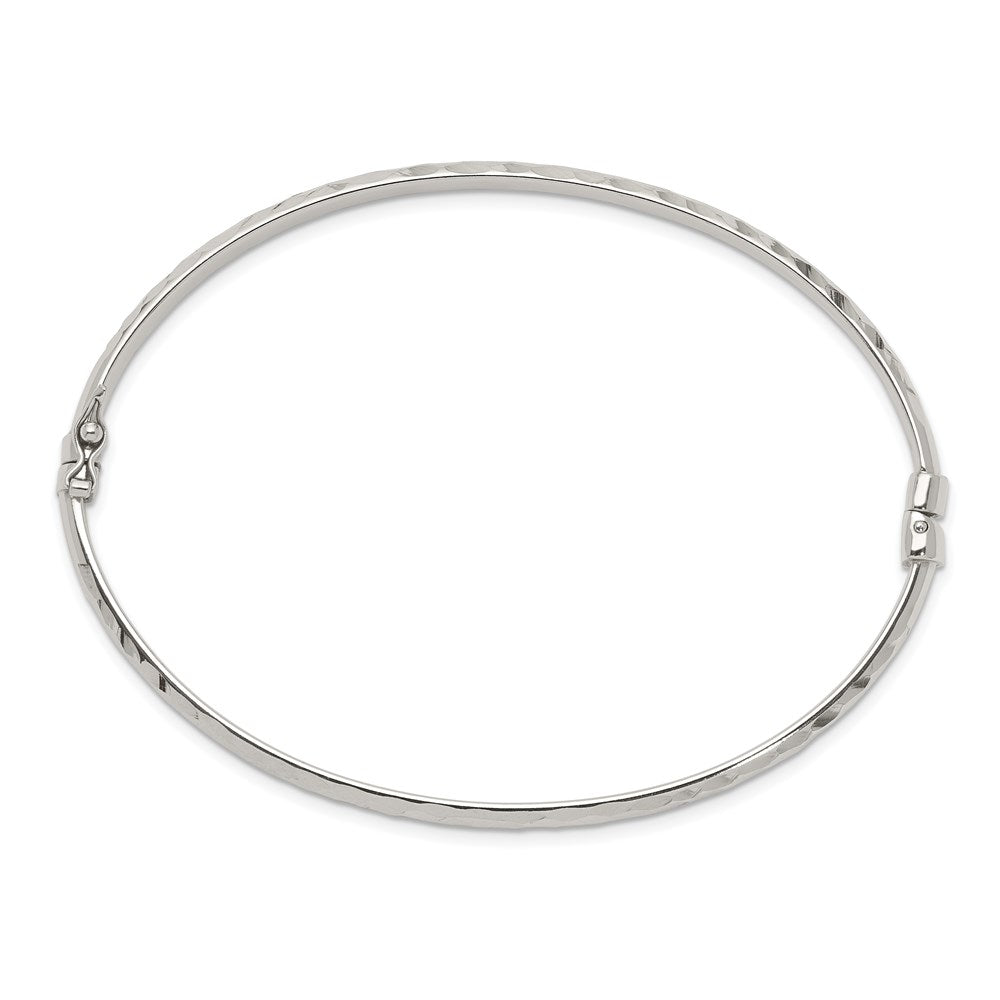Sterling Silver D/C 4mm Bangle and 3mm Hoop Earring Set - 2