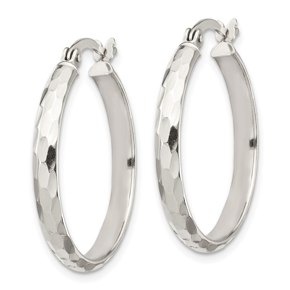 Sterling Silver D/C 4mm Bangle and 3mm Hoop Earring Set - 2