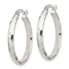 Sterling Silver D/C 4mm Bangle and 3mm Hoop Earring Set - 2
