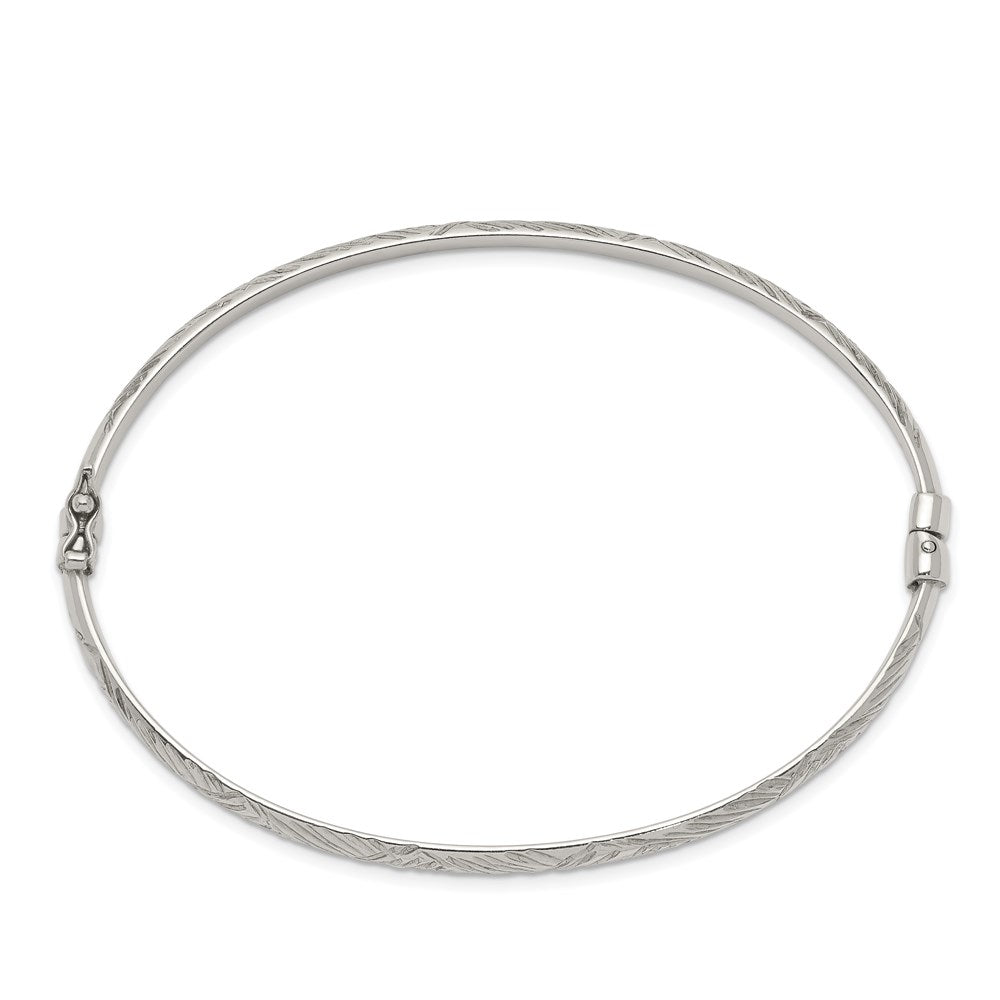 Sterling Silver D/C 4mm Bangle and 3mm Hoop Earring Set - 3