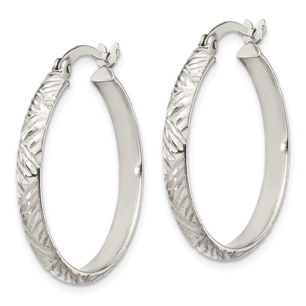 Sterling Silver D/C 4mm Bangle and 3mm Hoop Earring Set - 3