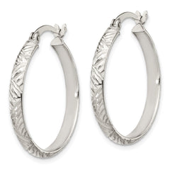 Sterling Silver D/C 4mm Bangle and 3mm Hoop Earring Set - 3
