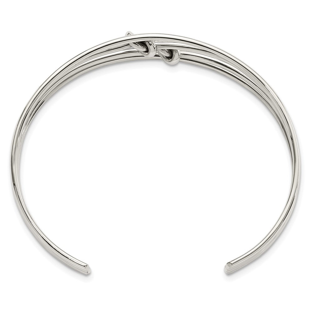 Sterling Silver Polished 4 Band Knots Cuff Bangle