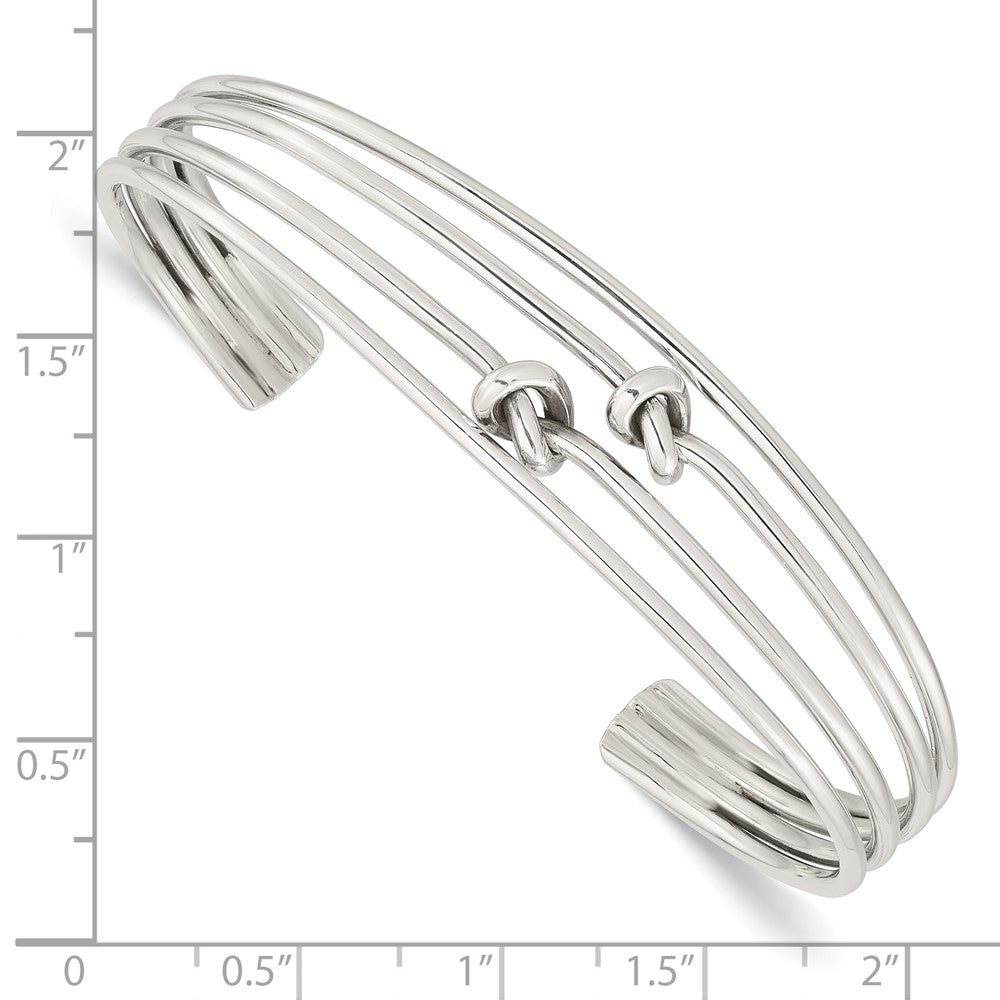 Sterling Silver Polished 4 Band Knots Cuff Bangle