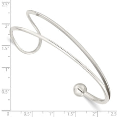 Sterling Silver Polished Loop & Ball Cuff Bangle