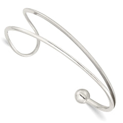 Sterling Silver Polished Loop & Ball Cuff Bangle