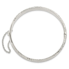 Sterling Silver Polished and D/C 7.25mm Hinged  Bangle - 2