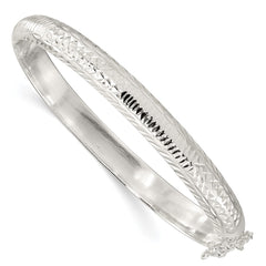 Sterling Silver Polished and D/C 7.25mm Hinged  Bangle - 2