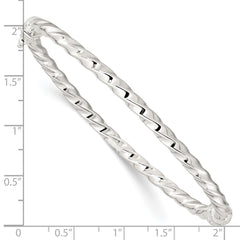 Sterling Silver Polished Twisted Hinged Bangle - 2