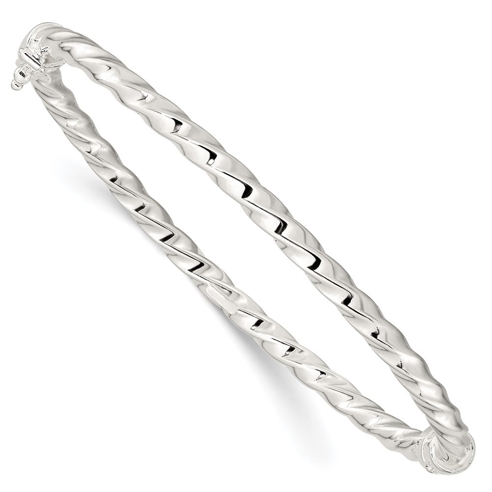 Sterling Silver Polished Twisted Hinged Bangle - 2