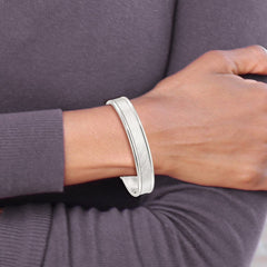 Sterling Silver Polished Textured Cuff Bangle Bracelet