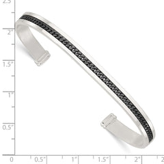 Sterling Silver with Black Rhodium Inlay Cuff Bangle