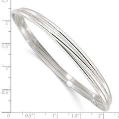 Sterling Silver Polished Triple Intertwined Slip On Bangle