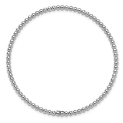 Sterling Silver Rhodium-plated Polished Beaded Slip-On Bangle