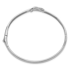 Sterling Silver Polished Rhodium-plated Knot Hinged Bangle Bracelet