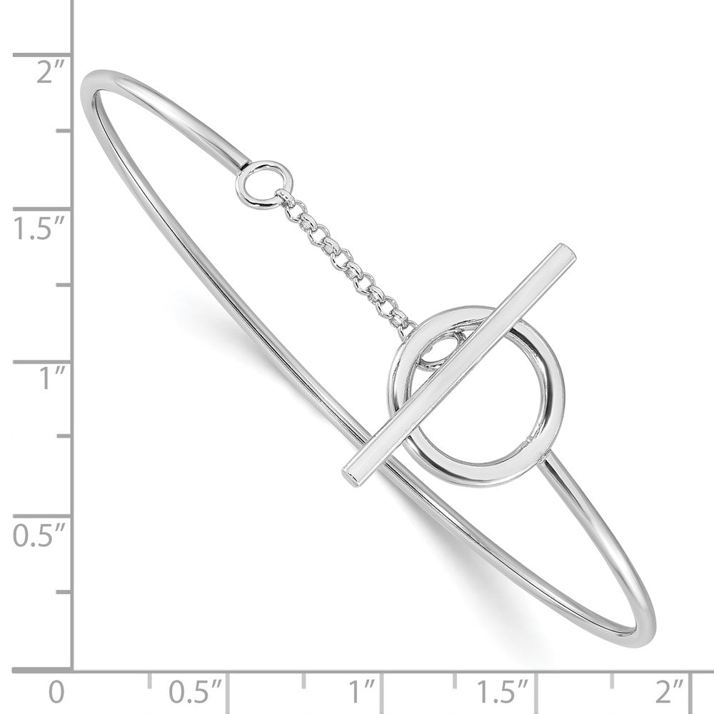 Sterling Silver Rhodium-plated Polished Toggle Clasp Bangle