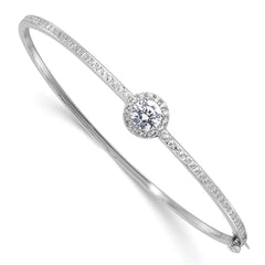 Sterling Silver Rhodium-plated Polished CZ Hinged Bangle Bracelet - 2