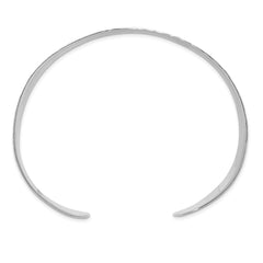 Sterling Silver Polished 25mm Flat Hammered Cuff Bangle