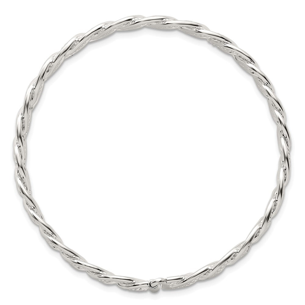 Sterling Silver Polished Twisted and Woven Flexible Bangle