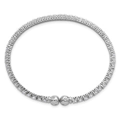 Sterling Silver Rhodium-plated Polished CZ Star Flexible Cuff Bangle Bracelet