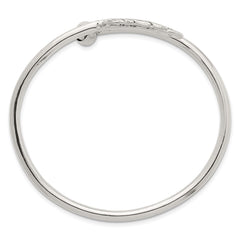Sterling Silver Polished and Grooved Feather Bypass Cuff Bangle