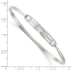 Sterling Silver Polished Fancy CZ Bangle