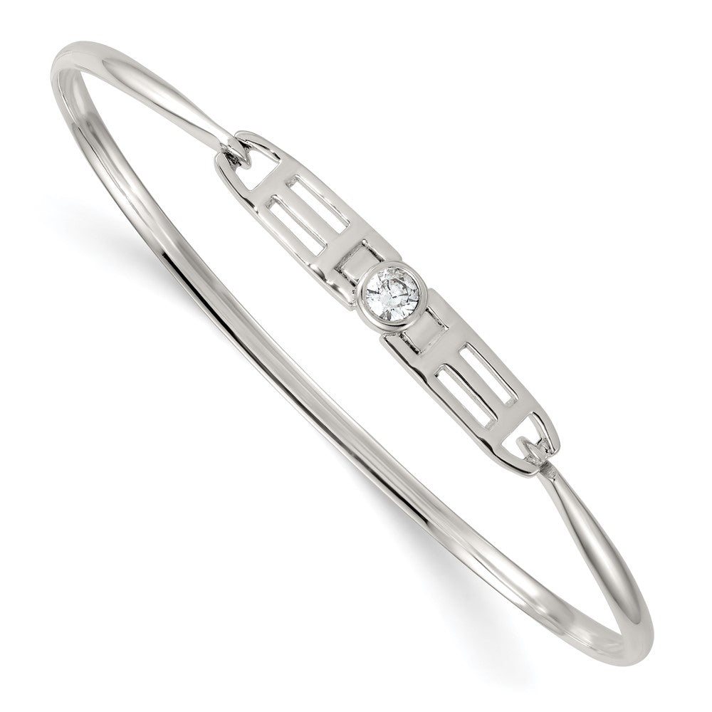 Sterling Silver Polished Fancy CZ Bangle
