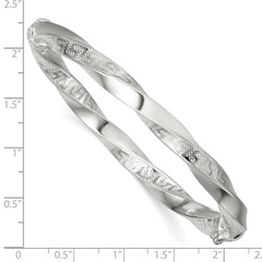 Sterling Silver Polished Twisted and Greek Key Hinged Bangle