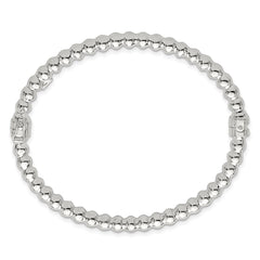 Sterling Silver Polished Beaded Design Hinged Bangle