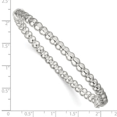 Sterling Silver Polished Beaded Design Hinged Bangle