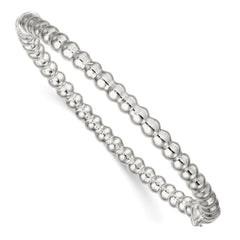 Sterling Silver Polished Beaded Design Hinged Bangle