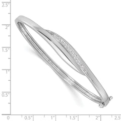 Sterling Silver Rhodium-plated CZ Polished Hinged Bangle