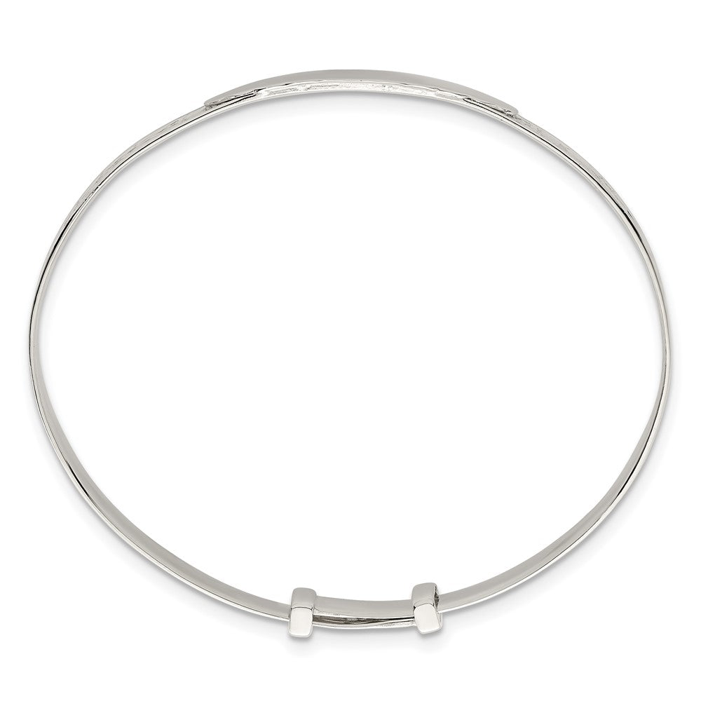 Sterling Silver Polished Claddagh Childrens Expandable Slip-on ID Bangle