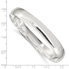 Sterling Silver 9mm Solid Polished Plain Slip-On Bangle Bracelet