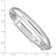 Sterling Silver Rhodium-plated 9.00mm Fancy Hinged Bangle Bracelet