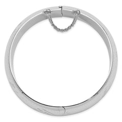 Sterling Silver Rhodium-plated D/C 20mm Hinged Bangle Bracelet