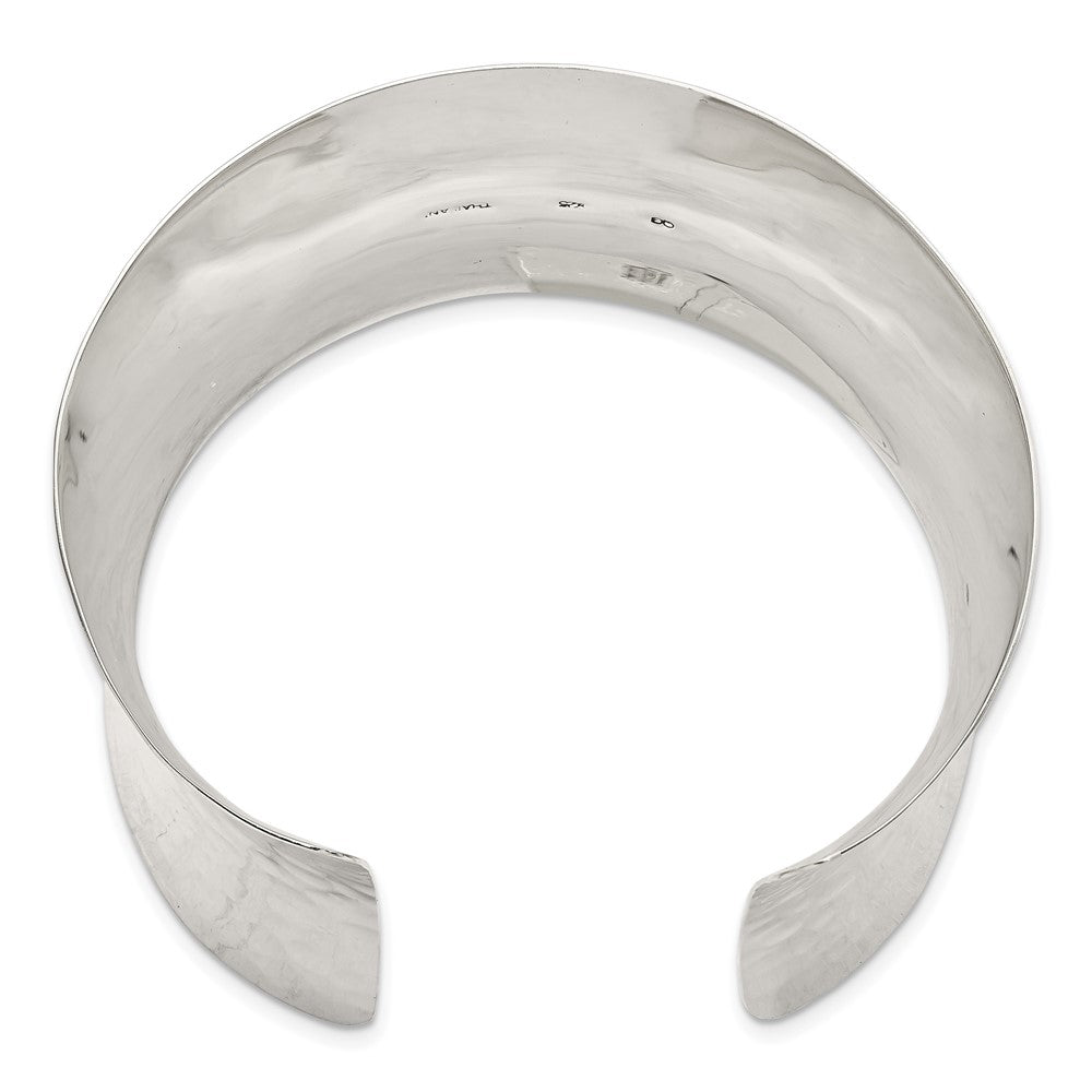 Sterling Silver 49.5mm Hammered Cuff Bangle